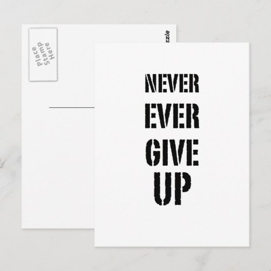 Nooit geef ooit op briefkaart (Voorkant / Achterkant)