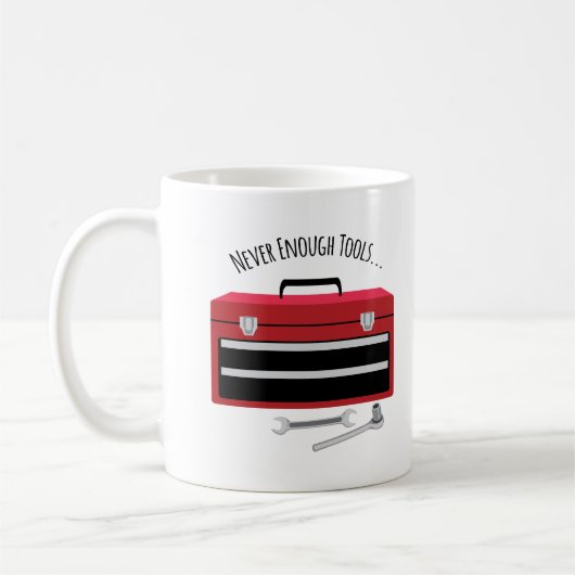 Nooit genoeg gereedschap koffiemok (Links)