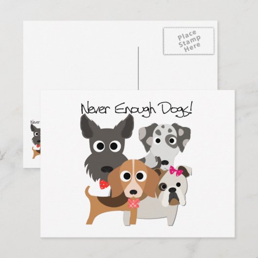 Nooit genoeg honden briefkaart (Voorkant / Achterkant)