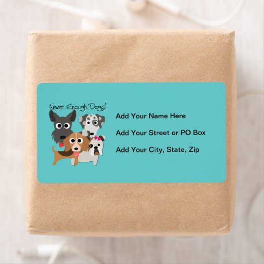 Nooit genoeg honden etiket (Insitu)
