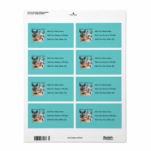 Nooit genoeg honden etiket (Full Sheet)