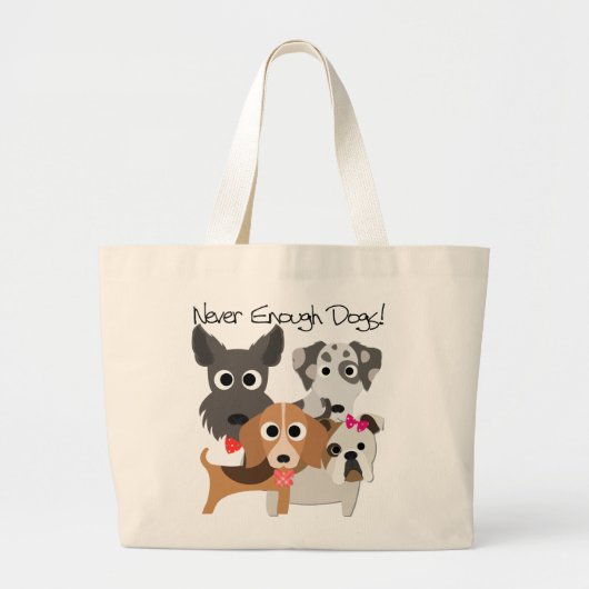 Nooit genoeg honden grote tote bag (Voorkant)