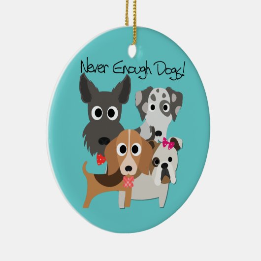Nooit genoeg honden keramisch ornament (Rechts)