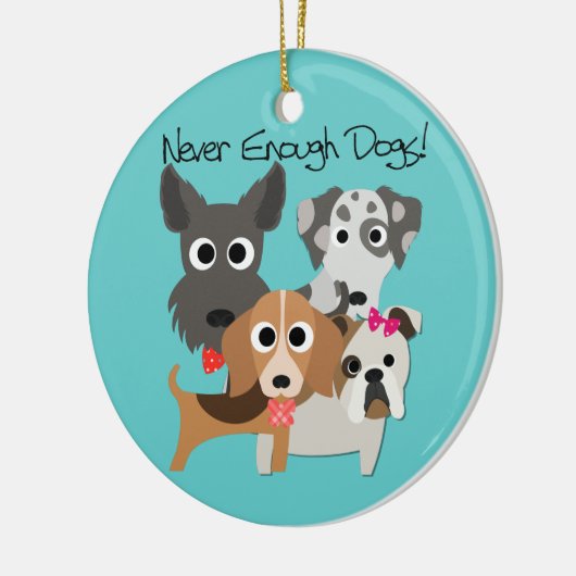 Nooit genoeg honden keramisch ornament (Links)