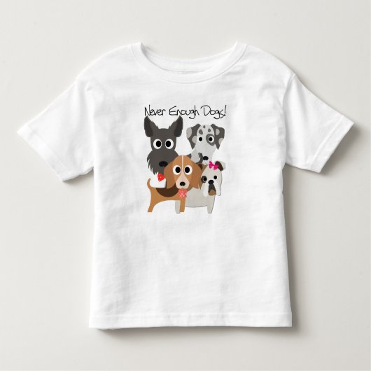 Nooit genoeg honden kinder shirts (Voorkant)