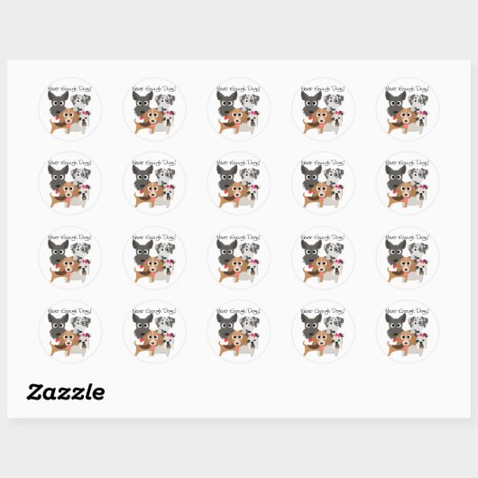 Nooit genoeg honden ronde sticker (Vel)