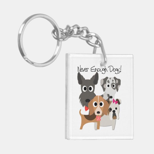 Nooit genoeg honden sleutelhanger (Voorkant Links)