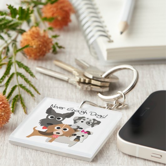 Nooit genoeg honden sleutelhanger (Voorkant Rechts)