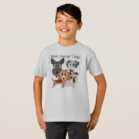 Nooit genoeg honden t-shirt (Voorkant volledig)