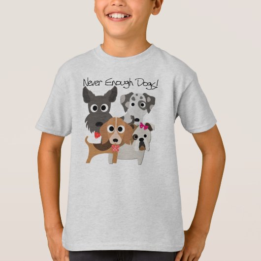 Nooit genoeg honden t-shirt (Voorkant)