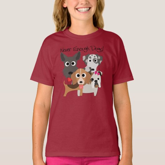Nooit genoeg honden t-shirt (Voorkant)