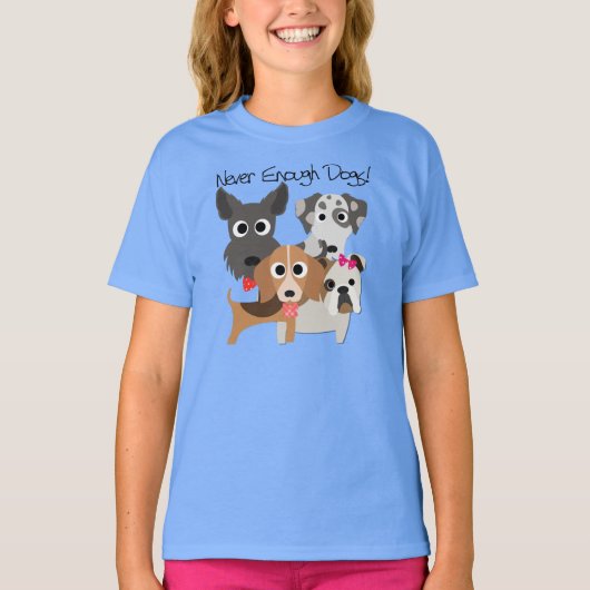 Nooit genoeg honden t-shirt (Voorkant)