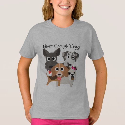 Nooit genoeg honden t-shirt (Voorkant)