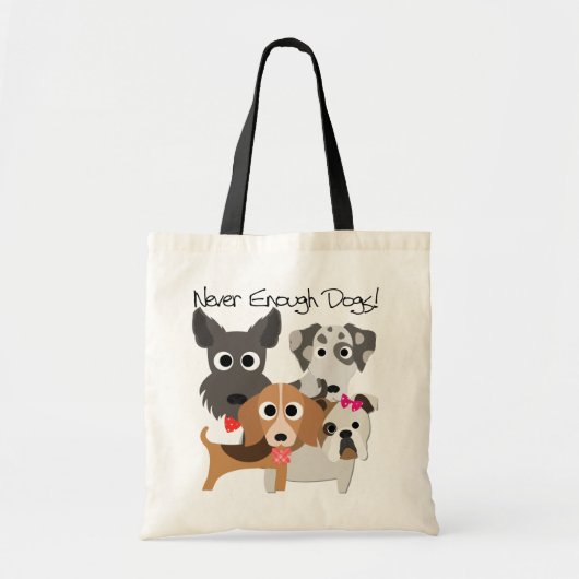 Nooit genoeg honden tote bag (Voorkant)