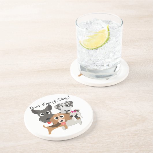 Nooit genoeg honden zandsteen onderzetter (Zijkant)