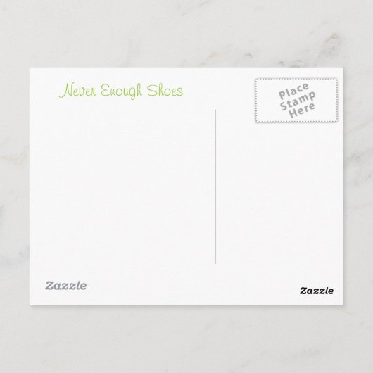nooit genoeg schoenen briefkaart (Achterkant)