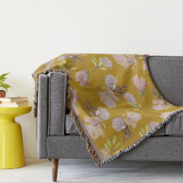 Nooit gestorven gouden bruine Dusty floral Patroon Deken