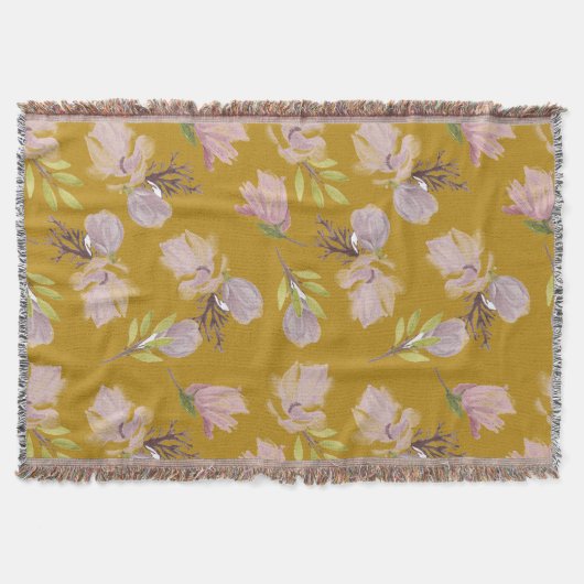 Nooit gestorven gouden bruine Dusty floral Patroon Deken (Voorkant)