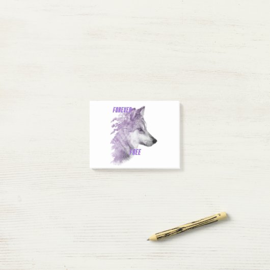 Nooit gratis Violet Wolf Post-it Notes (Op bureau)