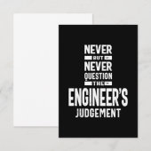 Nooit het oordeel van de ingenieur in twijfel trek RSVP kaartje (Voorkant / Achterkant)