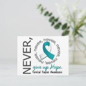 Nooit hoop-baarmoederkanker opgeven briefkaart (Staand voorkant)