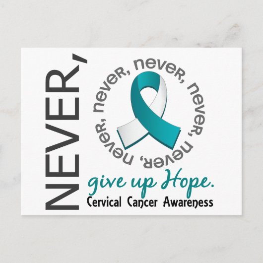 Nooit hoop-baarmoederkanker opgeven briefkaart (Voorkant)