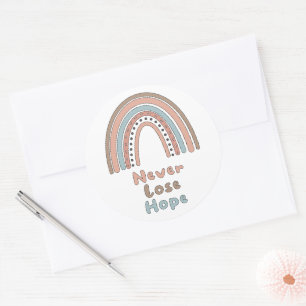 Nooit hoop verliezen motivatie boho regenboog ronde sticker