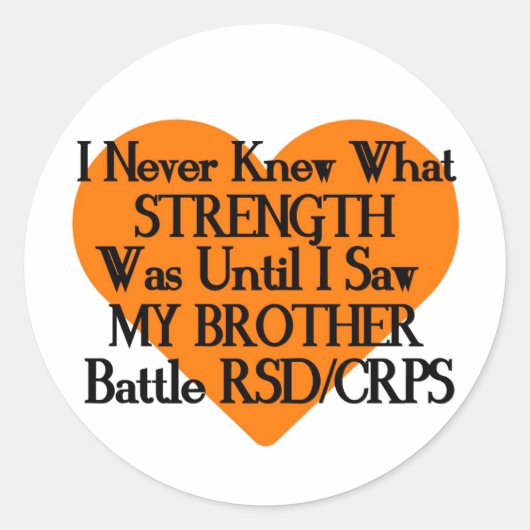 Nooit Kende Sterkte/Hart/Broer...RSD/CRPS Ronde Sticker (Voorkant)