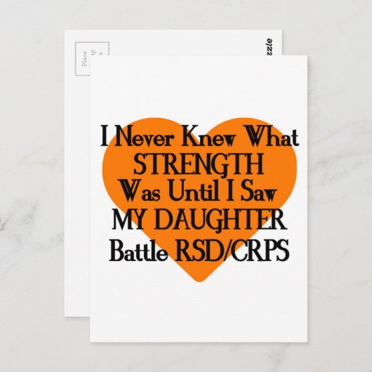 Nooit Kende Sterkte/Hart/Dochter...RSD/CRPS Briefkaart (Voorkant / Achterkant)
