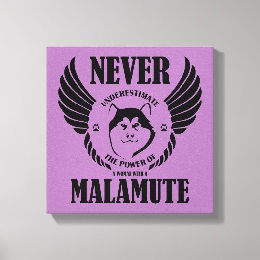 Nooit malamute onderschatten canvas afdruk (Voorkant)