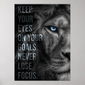 Nooit meer aandacht verliezen - Lion Motivation Poster (Voorkant)