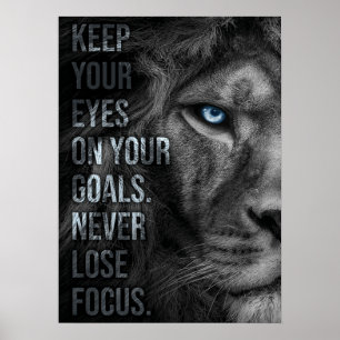 Nooit meer aandacht verliezen - Lion Motivation Poster