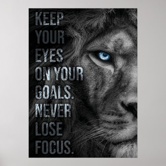 Nooit meer aandacht verliezen - Lion Motivation Poster (Voorkant)