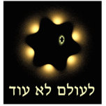 Nooit meer fractale ster van David Fotobeeldje Magneet<br><div class="desc">Voor Yom HaShoah, herdenkingsdag van de holocaust. Een zwart-geel fractaal afbeelding met de gele "Ster van David" die de nazi's de joden tijdens de Holocaust moesten laten draag. Hebreeuwse tekst, "Le Olam Lo Od" (Nooit meer) verschijnt ook. Vergeet het nooit; laat het nooit meer gebeuren.</div>