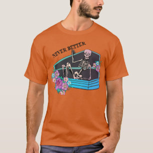 Nooit meer grappige skelet in Coffin Halloween Co T-shirt