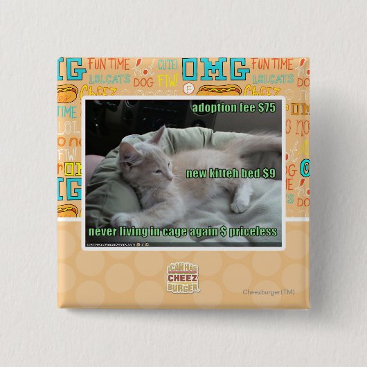 Nooit meer in een kooi leven vierkante button 5,1 cm (Voorkant)