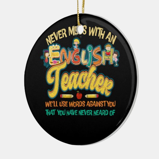 Nooit meer met een Engelse leraar Funny Grammar T Keramisch Ornament (Links)