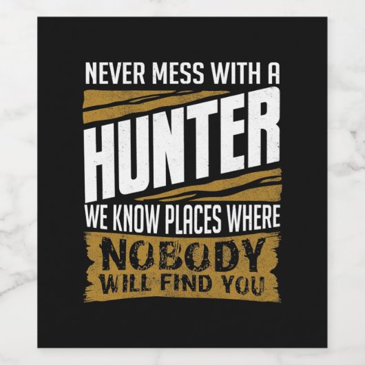 Nooit meer met een jager wijn etiket (Enkel label)