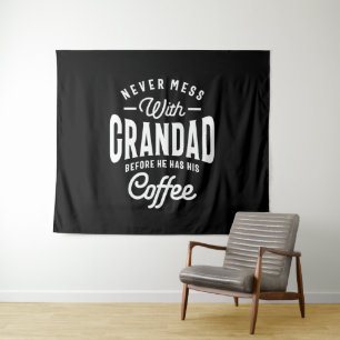 Nooit meer met opa voor koffie wandkleed