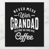 Nooit meer met opa voor koffie wijn etiket (Enkel label)