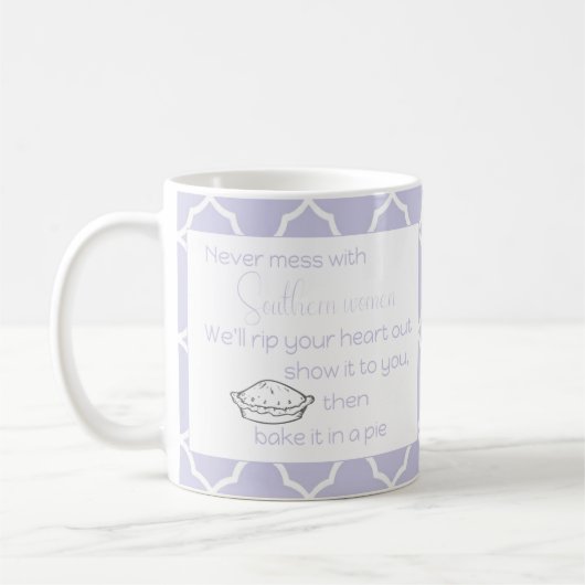 Nooit meer met Zuidelijke Vrouwen Lavender Custom Koffiemok (Links)
