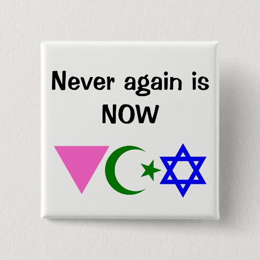 Nooit meer NU. met pictogrammen LGBT ISLAM JEWISH Vierkante Button 5,1 Cm (Voorkant)