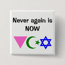 Nooit meer NU. met pictogrammen LGBT ISLAM JEWISH