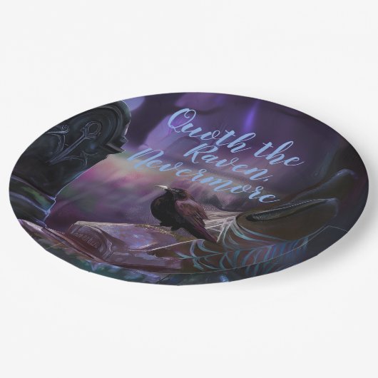 Nooit meer, Raven Cemetery griezelig Halloween Papieren Bordje (Gekanteld)