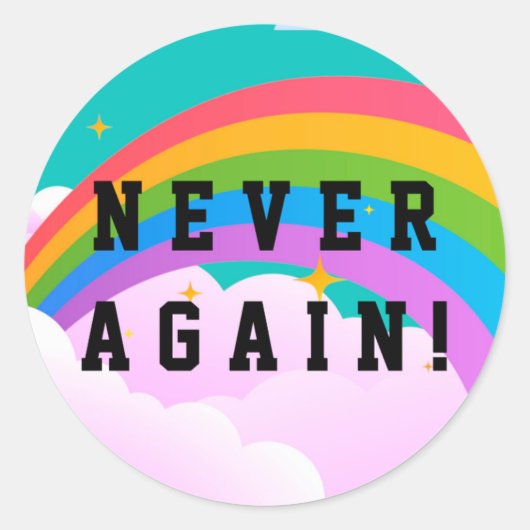 NOOIT MEER RONDE STICKER (Voorkant)