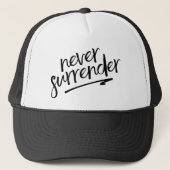 Nooit met handgeschreven stijl-citaat van de Verko Trucker Pet (Voorkant)