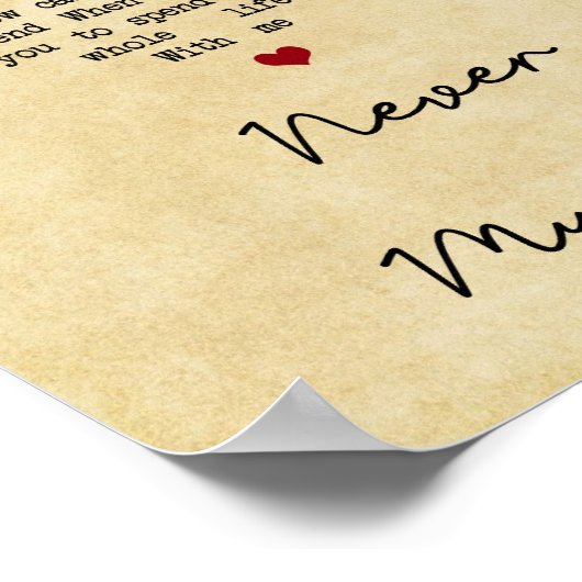 Nooit mijn liefdesliedende  hartzong Lyric print (Hoek)