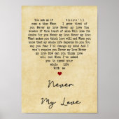 Nooit mijn liefdesliedende hartzong Lyric print (Voorkant)