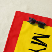 "NOOIT MIJN STRANDHANDDOEK AANRAKEN!" (Zwart, Rood Strandlaken (In situ)