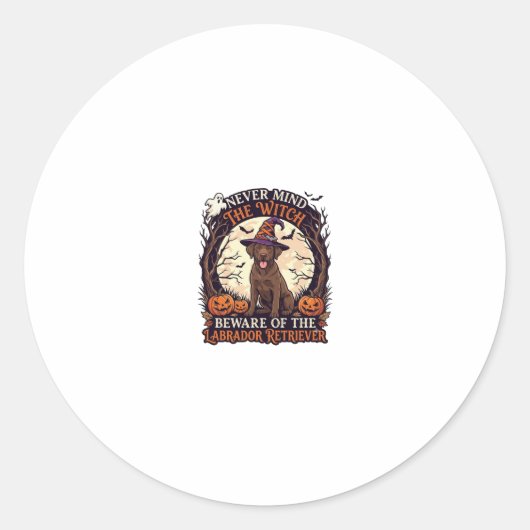 Nooit Mind Heks Pas Op Labrador Retriever Hallowee Ronde Sticker (Voorkant)